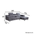 Velvet Fabric L-Shaped Sofa With Bar Storage & Cup Holder 999