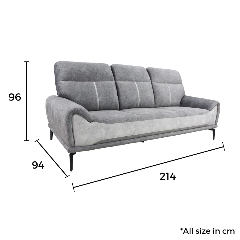 ARLA Fabric 3 Seater Sofa Dimension