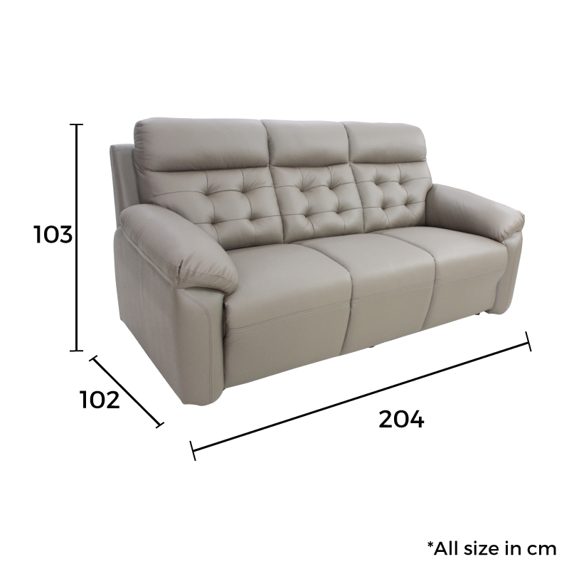OSCAR Half Leather 3 Seater Sofa dimension
